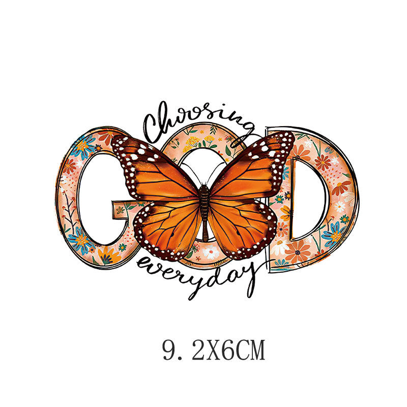 Wholesale Letter butterfly heat transfer pattern  UV DTF Ready to Press Transfers Wraps