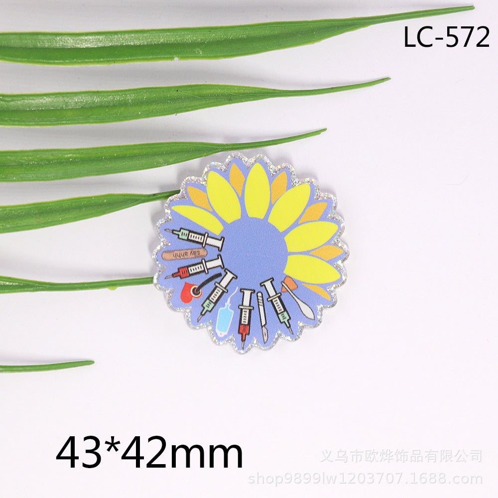 Wholesale 10pcs cartoon letter peach heart car Medical bag jewelry acrylic cute DIY patch accessories