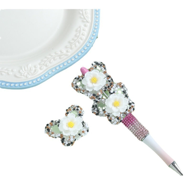 Wholesale 10pcs butterfly drill resin flower straight hole handmade loose acrylic beads