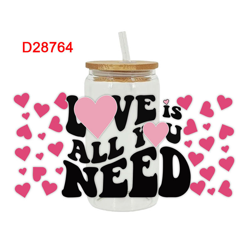 Wholesale Pink Love Valentine's Day 16oz Cup UV DTF Wraps