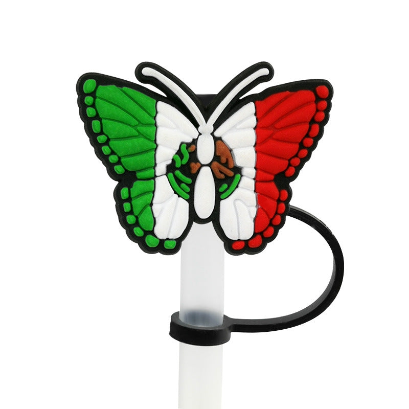 Wholesale 10pcs PVC Butterfly Straw Tube Cap
