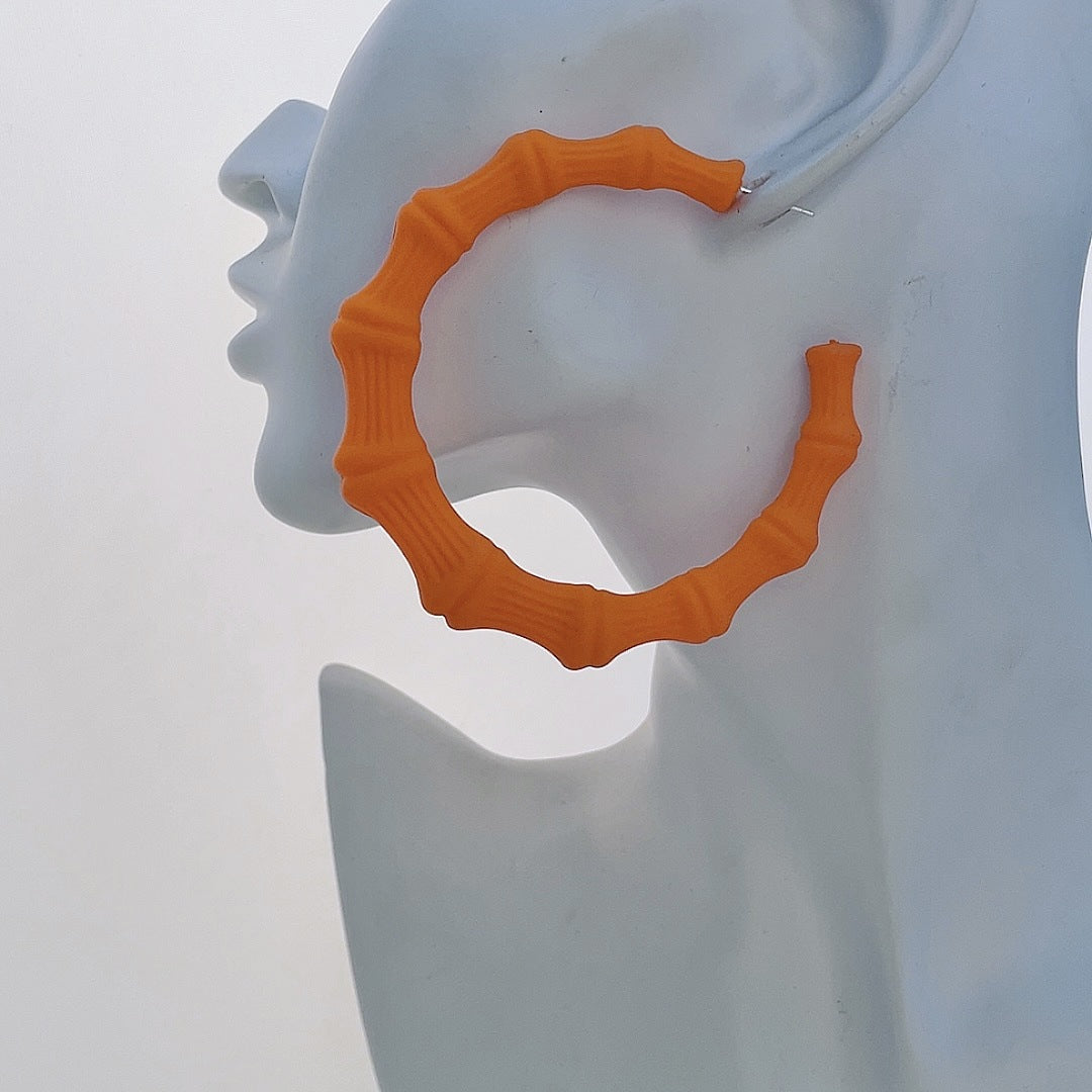 Wholesale Colorful Personalized Bamboo C Shape Acrylic Earrings