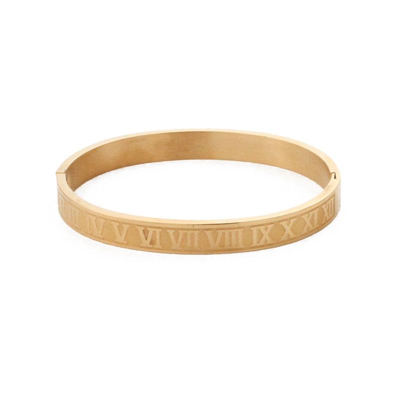 Wholesale stainless steel Roman numeral letter bracelet punk trend titanium steel couple matching bracelet