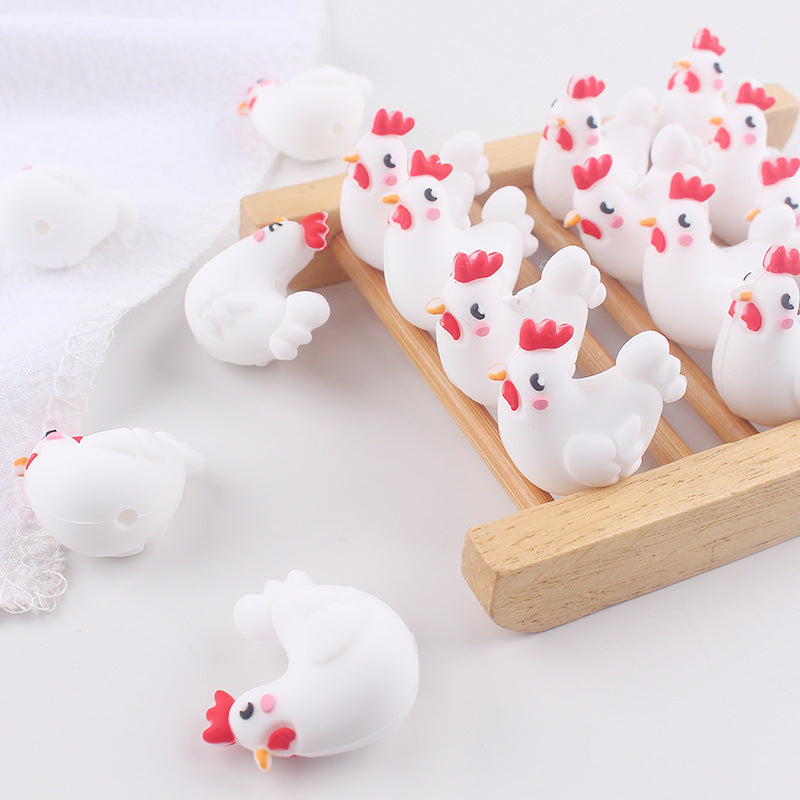 Wholesale 3pcs 3D cartoon small white chicken small tooth glue creative DIY baby molars nipple anti-chain accessories