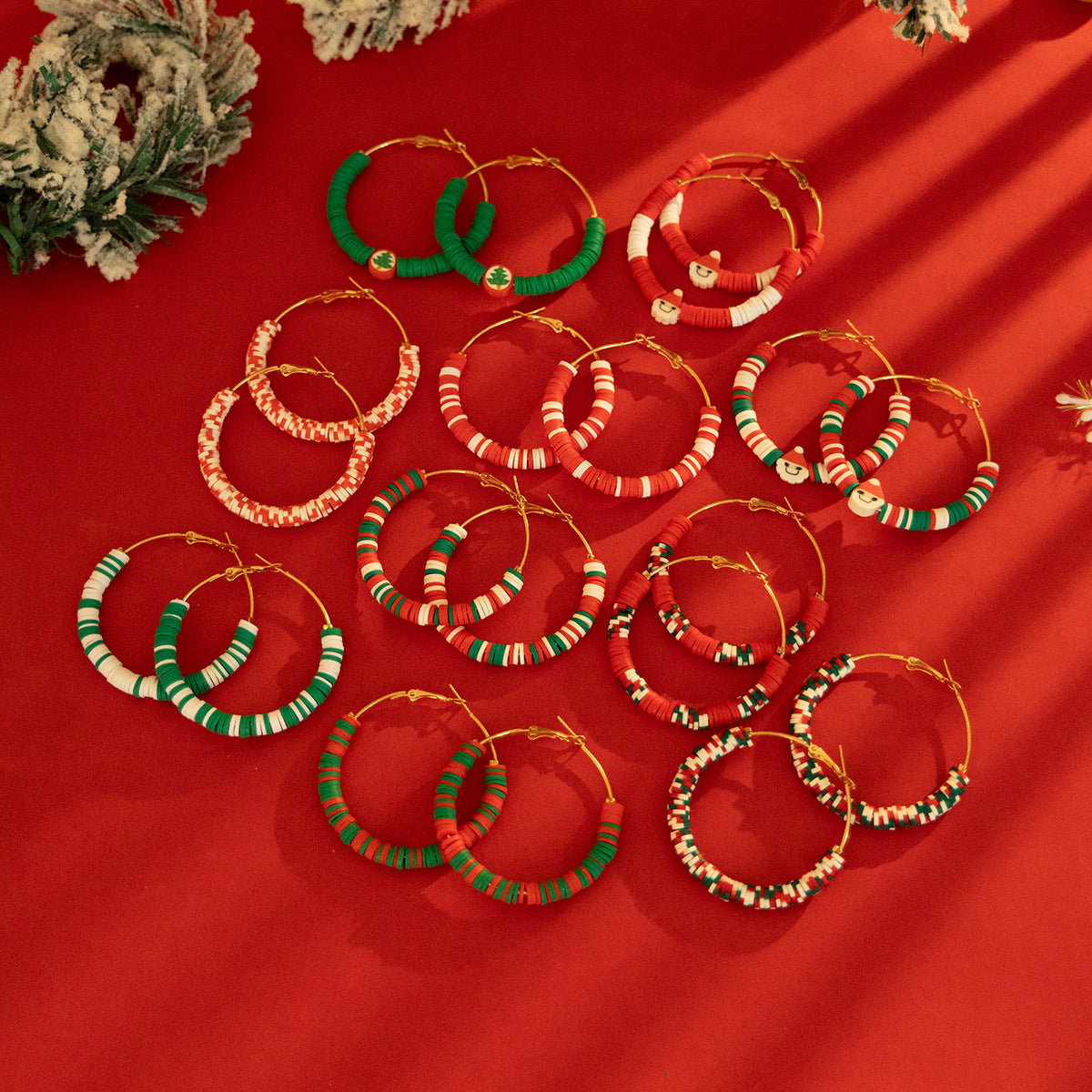 Wholesale Christmas contrasting  Hoop Earrings