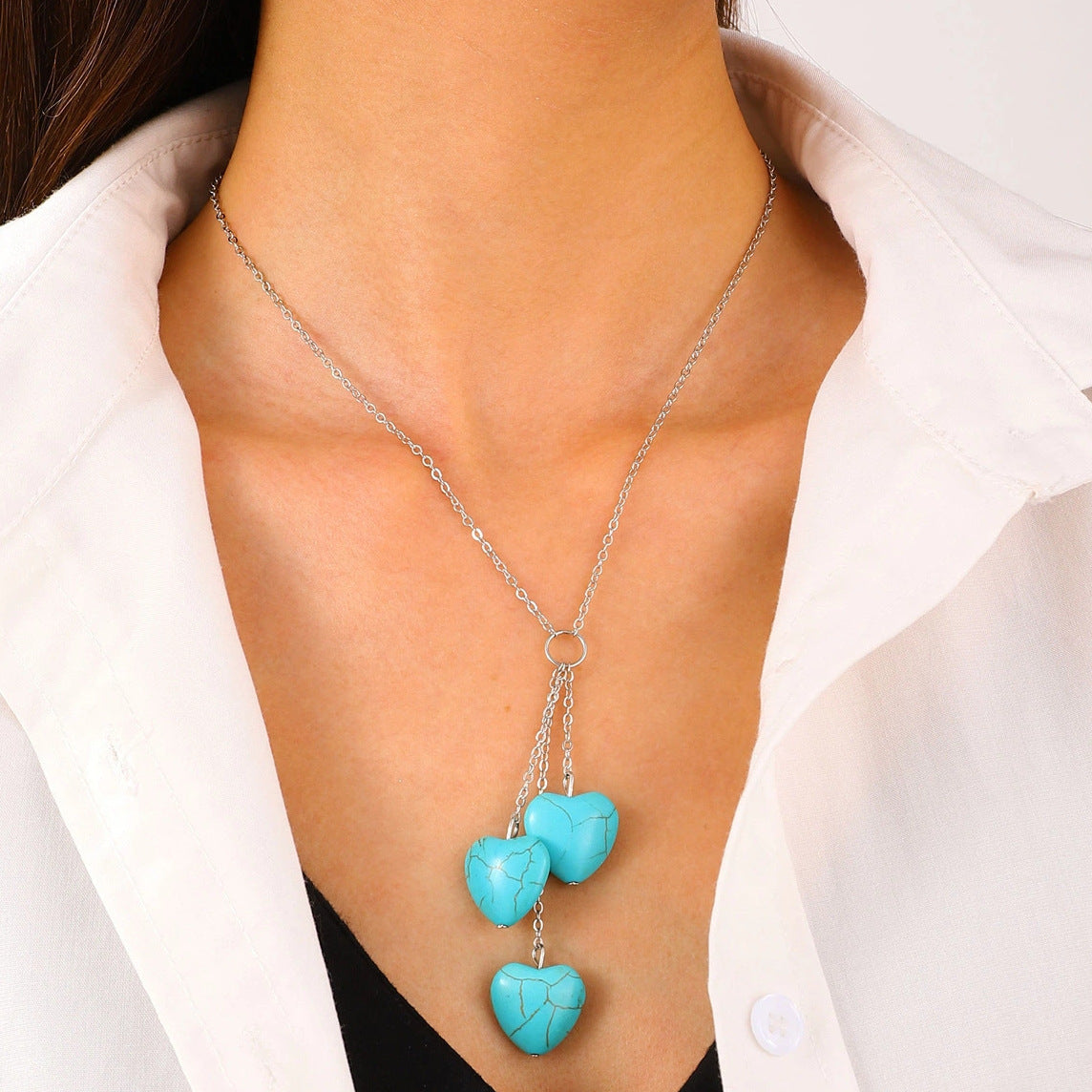 Wholesale Stylish Bohemian Evil Eye Turquoise Beaded Necklace For Women Jewelry Accessory