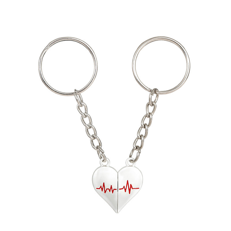 Wholesale Love ECG Lovers Magnetic Suction Keychains