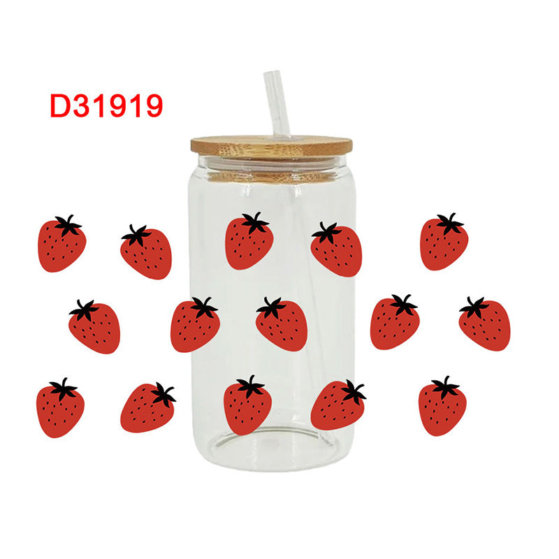 Wholesale fruit Cup  Crystal Sticker16oz Cup UV DTF Wraps 16oz Cup UV DTF Wraps