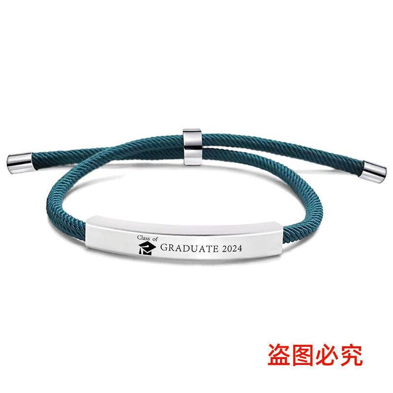 Wholesale Stainless Steel Braided 2024 Graduation Season Day Engraved Bracelet