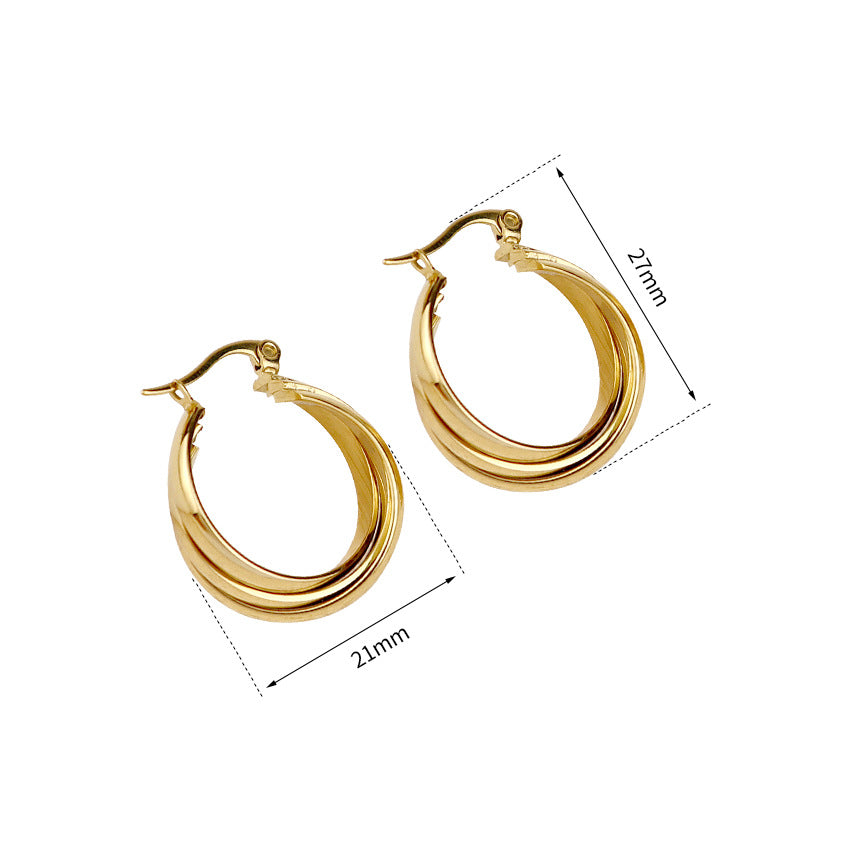 Wholesale Stainless Steel Vacuum Plating 18K Square Earrings