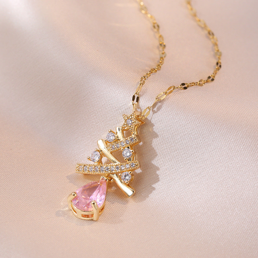 Wholesale Christmas Tree Tassel Fashion Water Drop Pendant Necklace