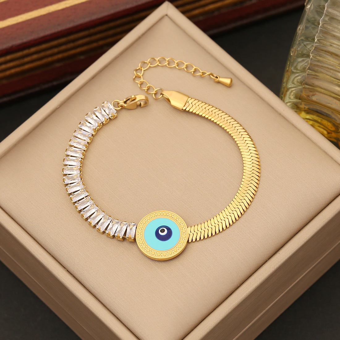 Aceite al por mayor de los ojos de goteo Amo el corazón de la pulsera de acero inoxidable