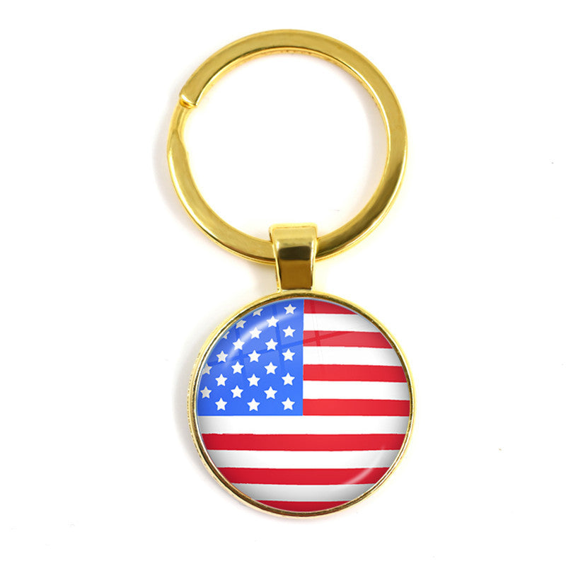 Wholesale Zinc Alloy National Flag Time Gem Keychain