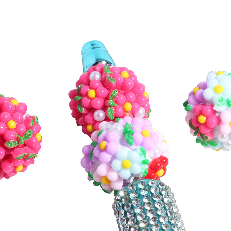 Wholesale 5pcs/pack  Fresh and cute little flowers can be worn through straight hole loose beads diy key chain jewelry