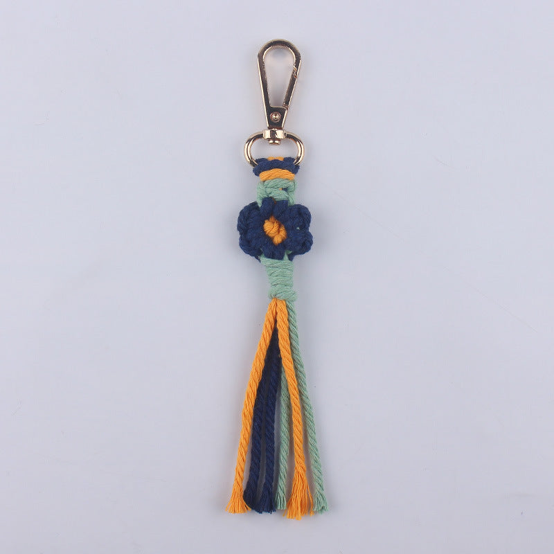 Wholesale Handmade Cotton Thread Woven Cartoon Flower Keychain