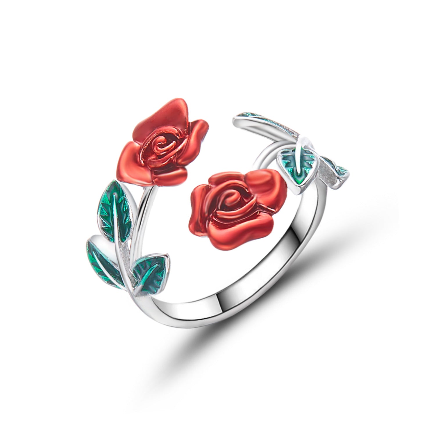 Wholesale Alloy Oil Drop Rose Open Bracelet Ring Set
