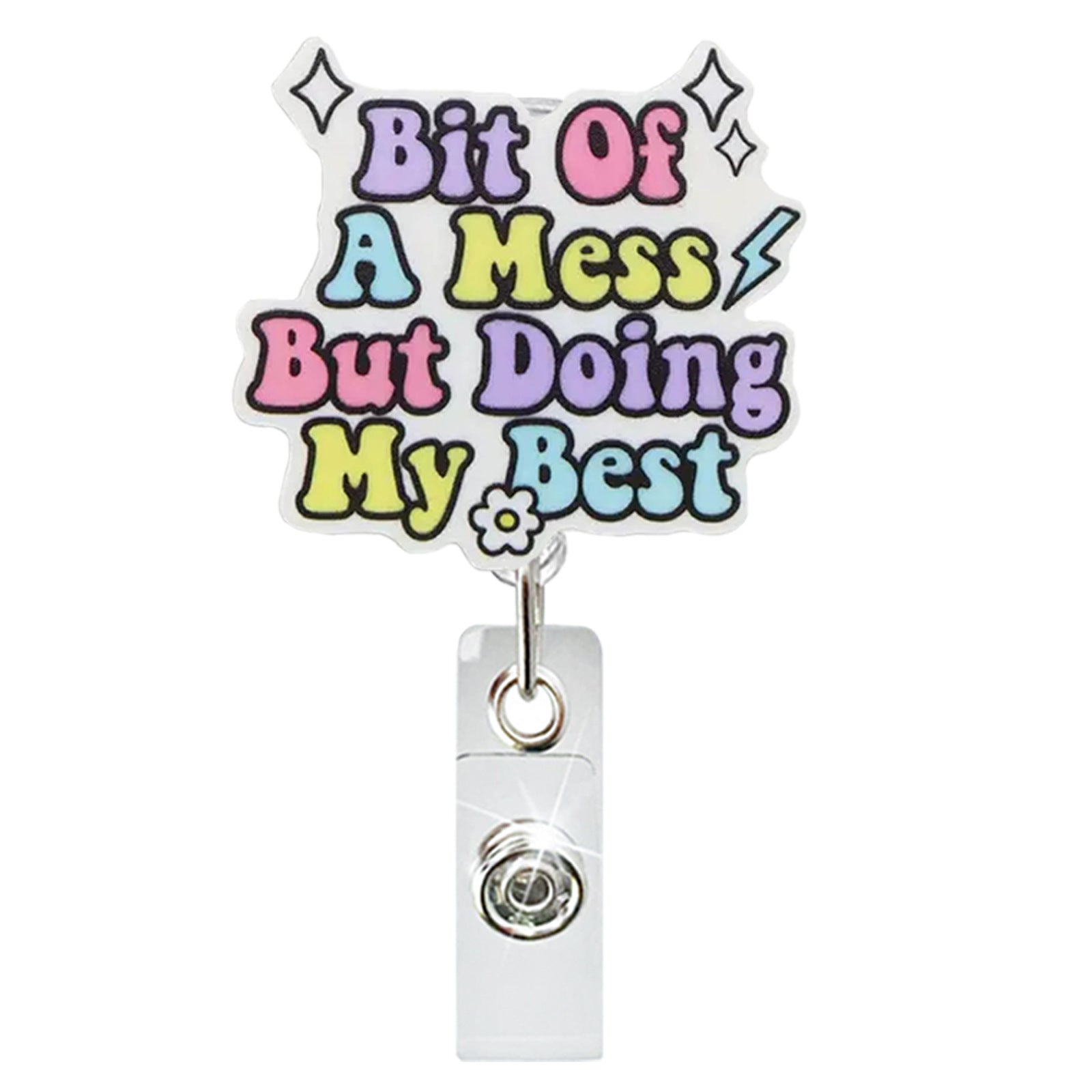 Wholesale Glitter acrylic retractable badge scroll easy pull buckle