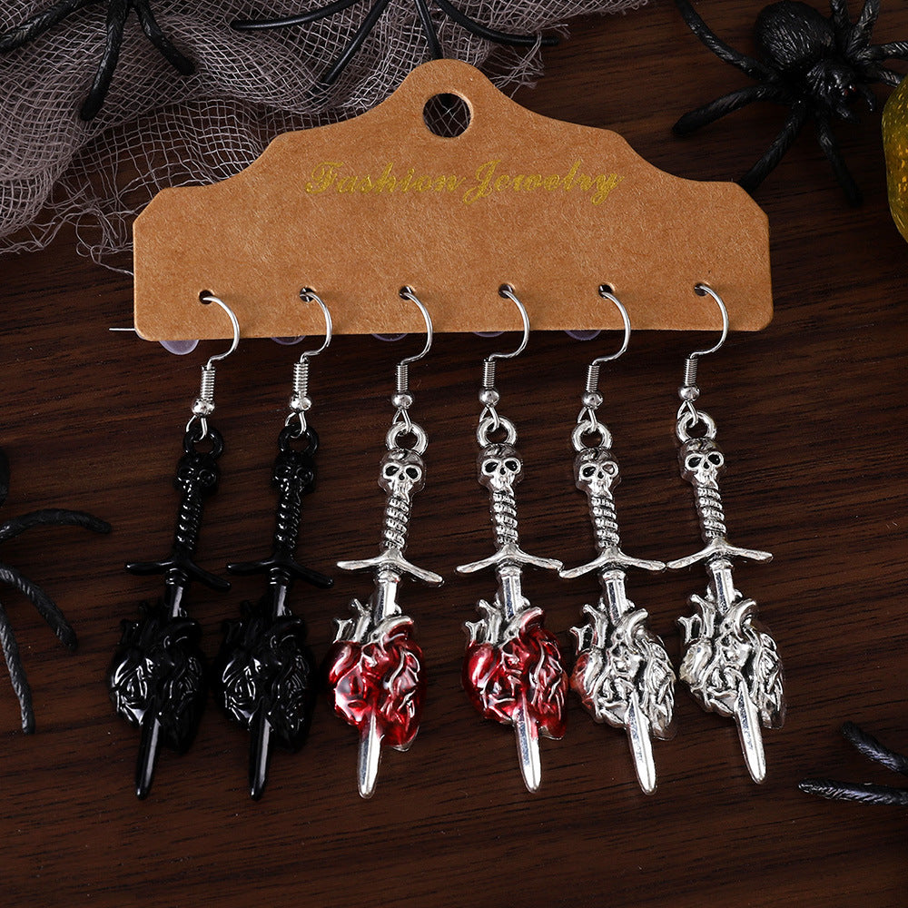 Wholesale  Retro Gothic Skull Earring Set