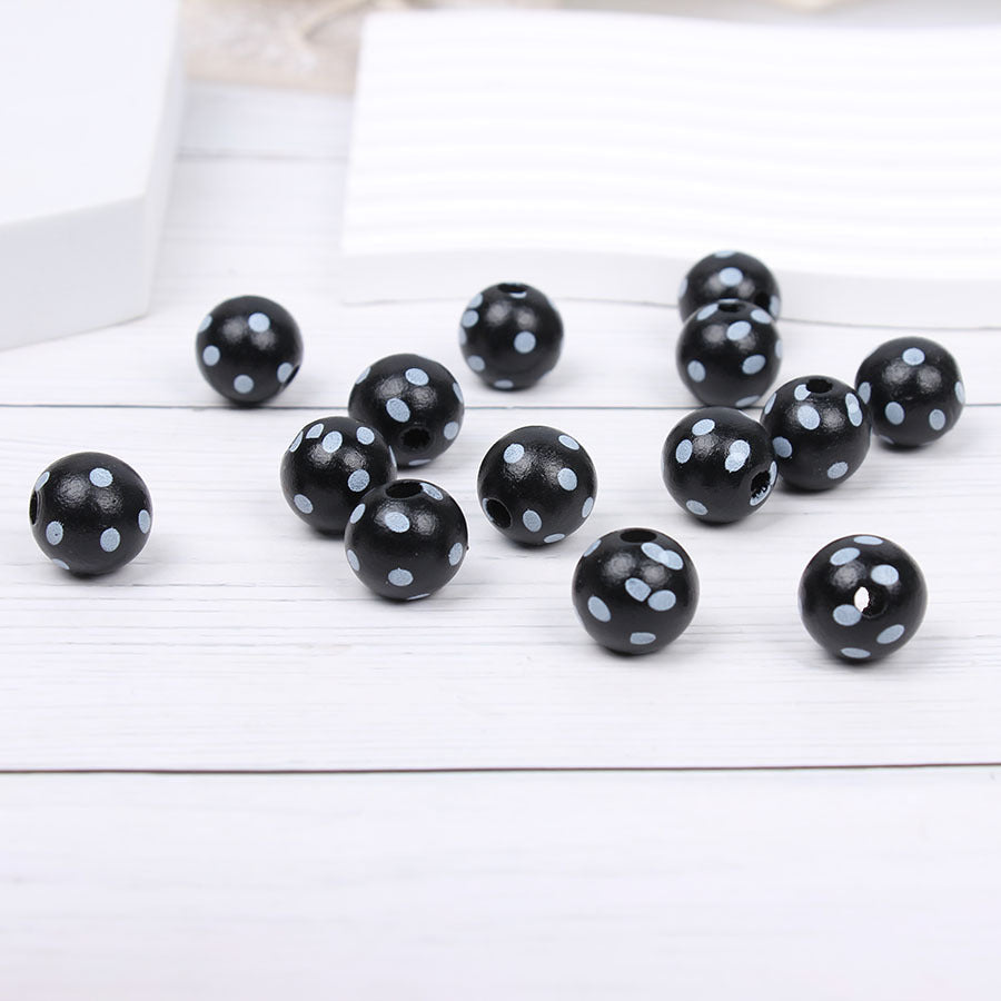 Wholesale 20PCS Cow Polka Dot Colorful DIY Hemp Rope Tassel Wooden Beads