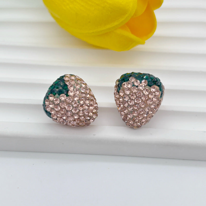 Wholesale 20pcs Strawberry clay filled with diamond beads