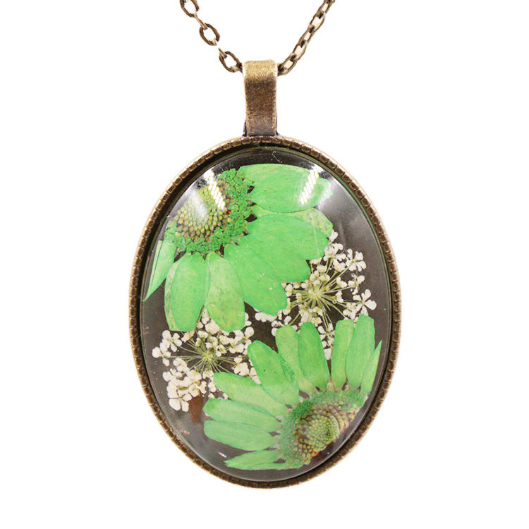 Wholesale 6pcs Time Gem Real Dried Flower Necklace