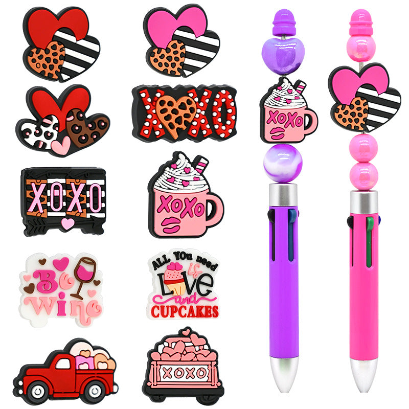 Wholesale Random 100pcs Pink Valentine' s Day Beads DIY Focus Beads