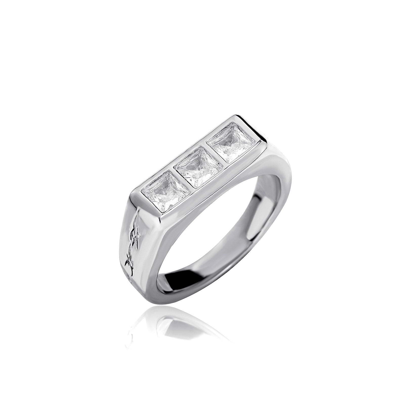 Wholesale Simple copper inlaid zircon personalized high-grade texture sugar cube diamond ring