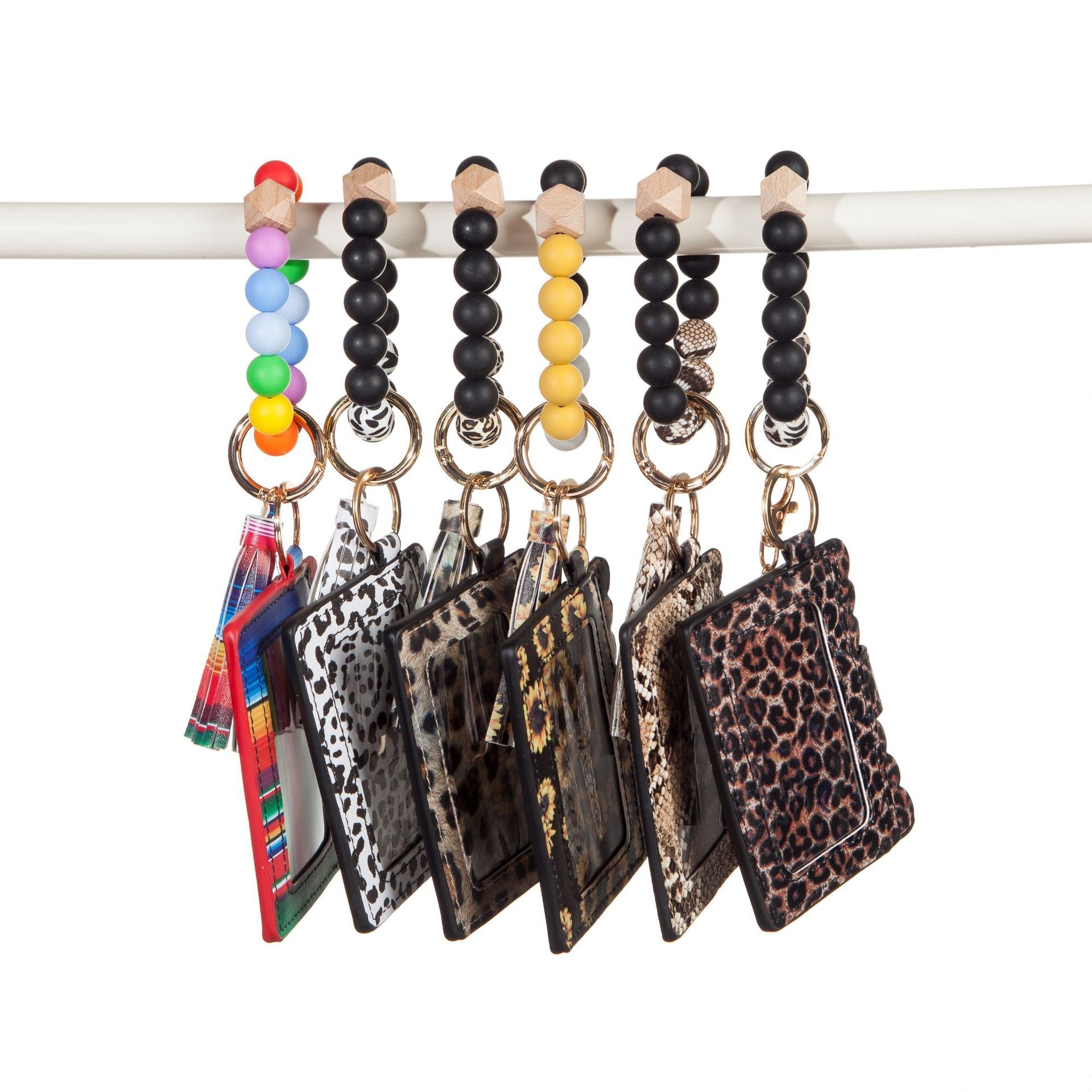Wholesale 5pcs/pack Keychain Card Holder Pu Tassel Id Bag Wrist Keychains