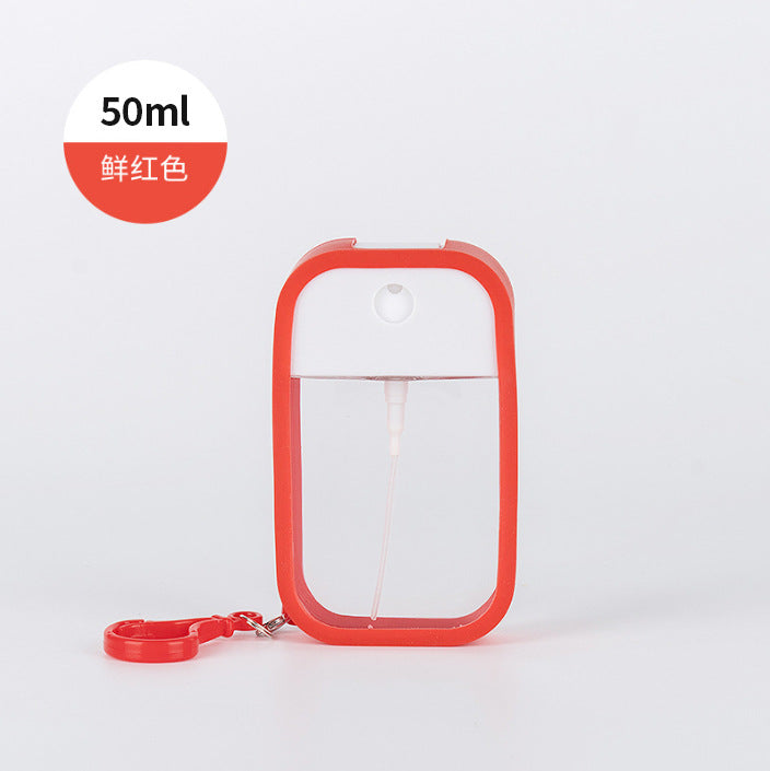 Wholesale 50ml Portable Travel Press silicone hook alcohol Toner hydrating portable perfume sub-packaging empty bottle card spray bottle