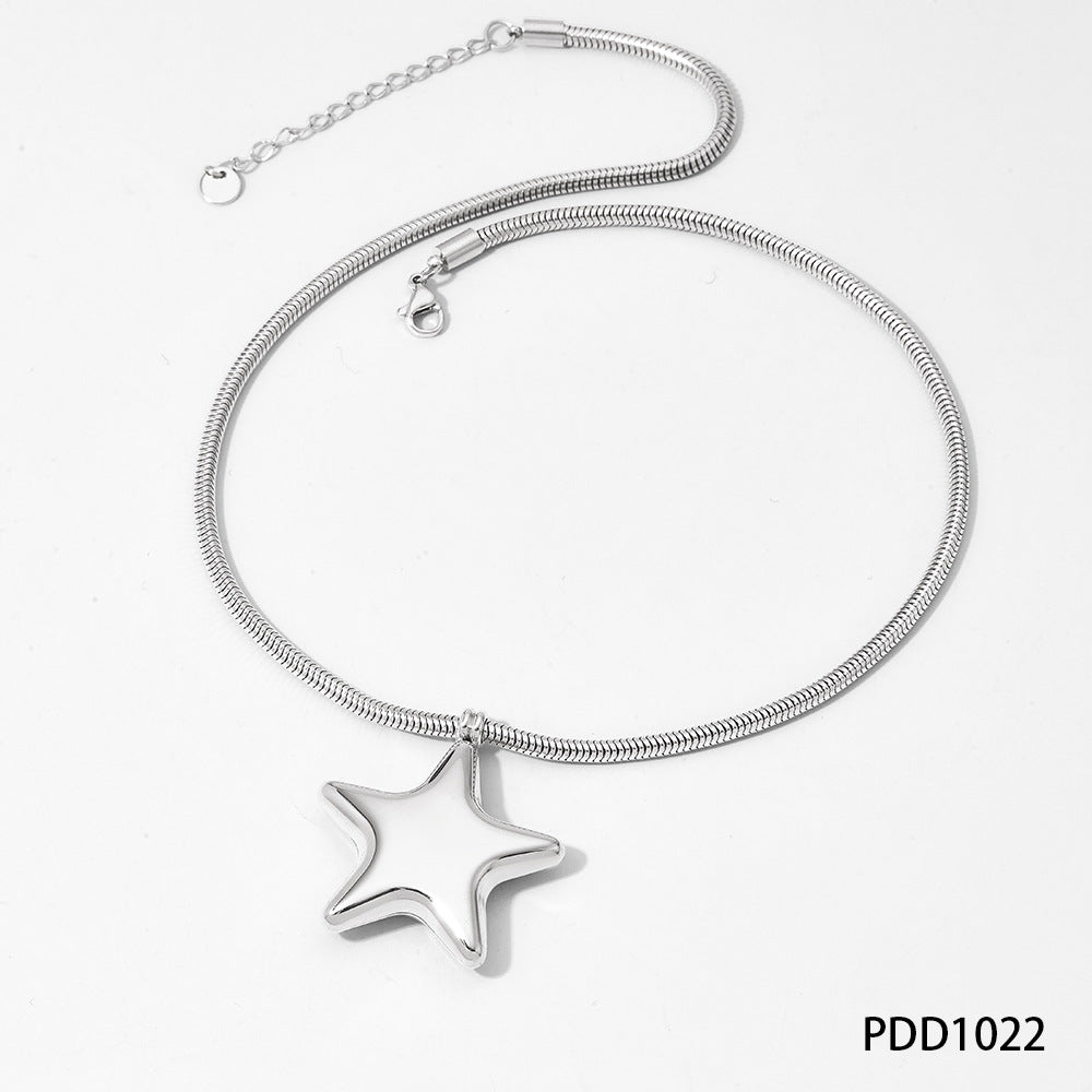 Wholesale of Large-sized Love Pentagonal Stainless Steel Necklaces