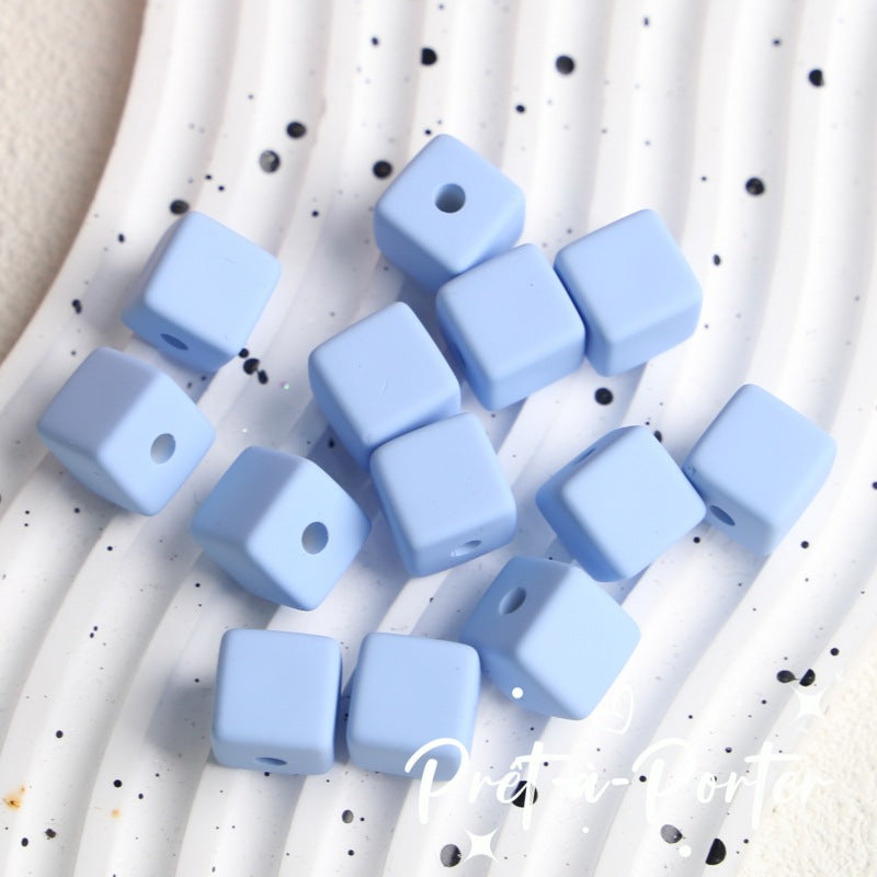 Wholesale 10pcs DIY Square Rubber Beads Macaron Color Square Beads