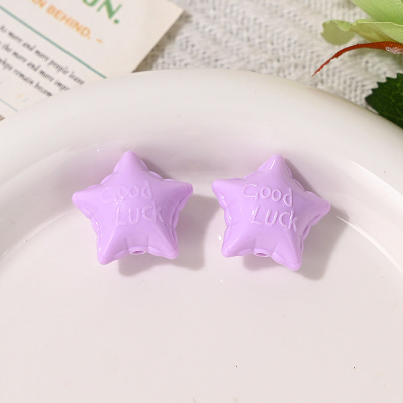 Wholesale 10pcs/pack Colorful Acrylic Lucky Star Straight Hole Beads