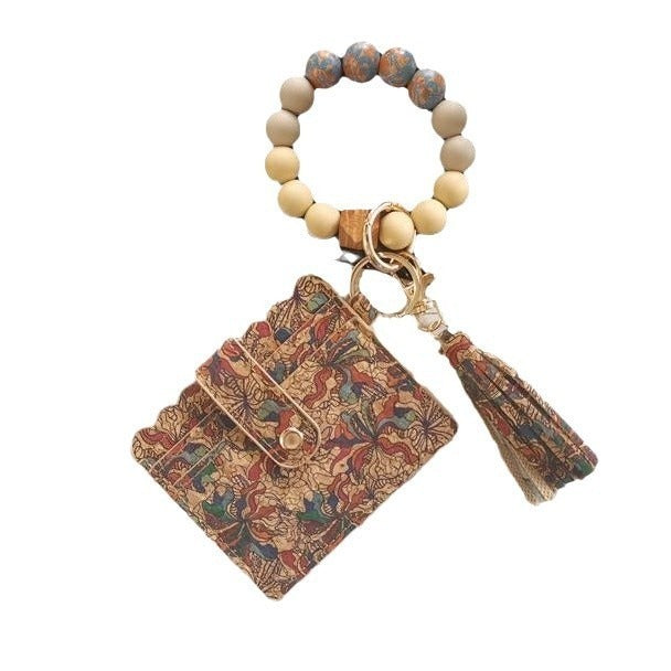 Wholesale Silicone bracelet card holder coin purse printed Keychains