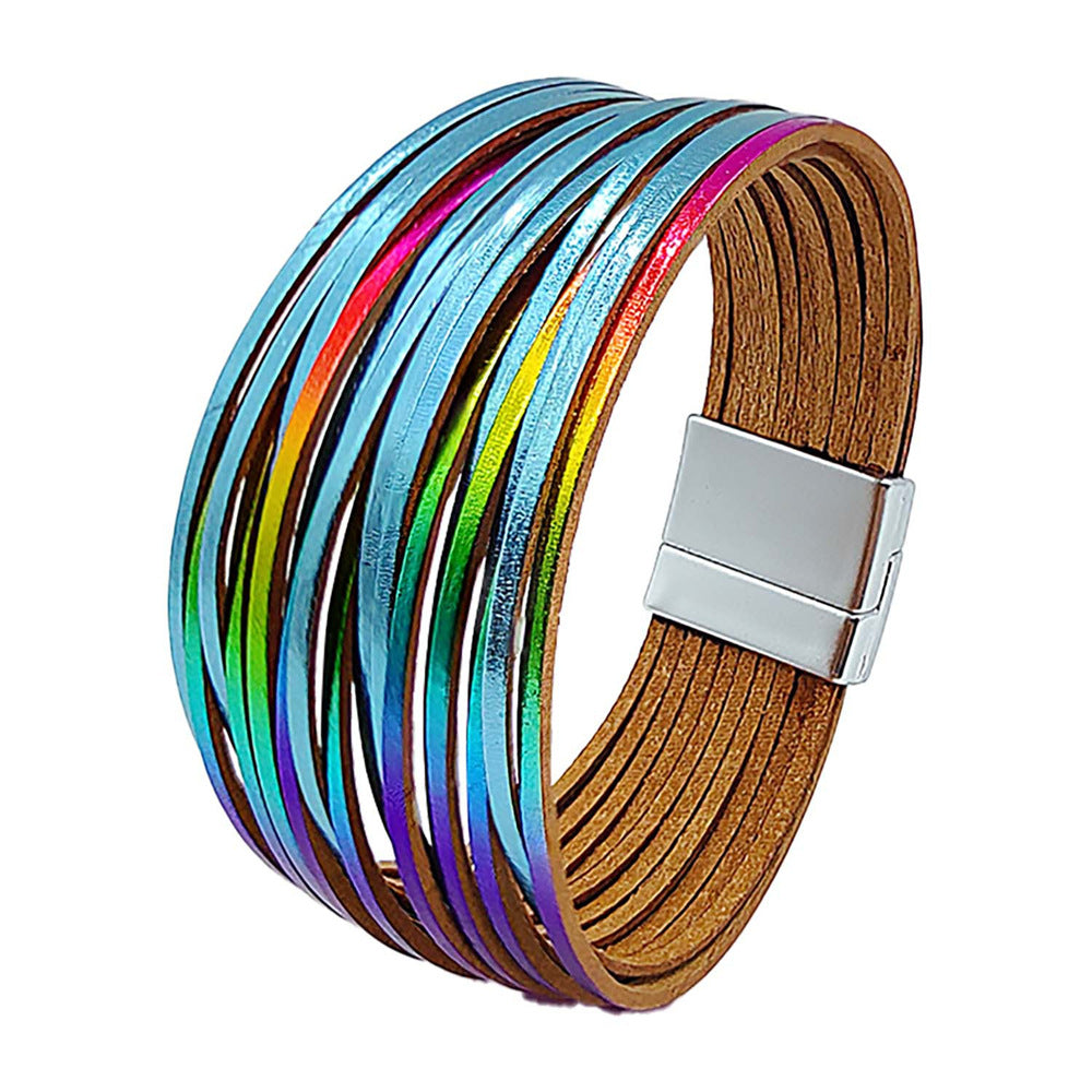 Wholesale Bohemian style multi-chain magnetic clasp bracelet