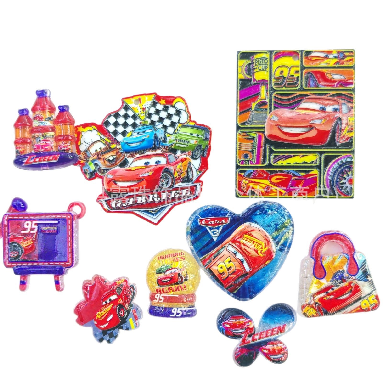 Wholesale 100pcs Car Theme Acrylic Beads Mixed Colors DIY Phone Charm Keychain Fashion Accessory Gift