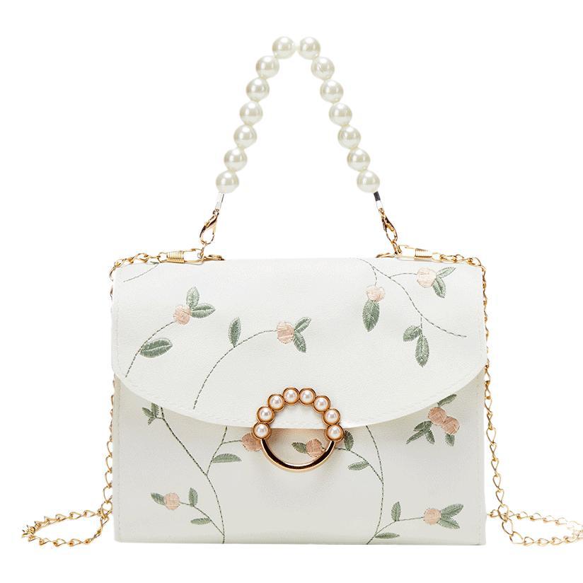 Wholesale bag with embroidered pearls and magnetic buckle chain