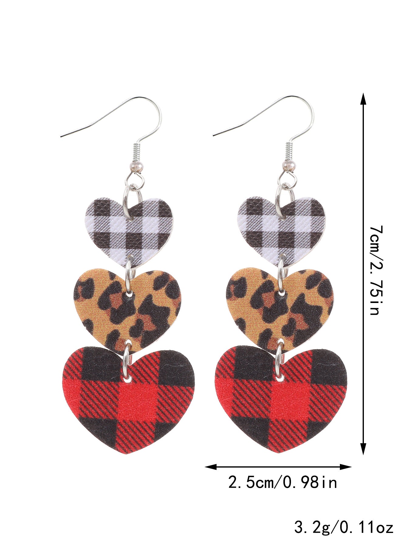 Wholesale Plaid Striped English Letter LOVE Wooden Heart-shaped Earrings