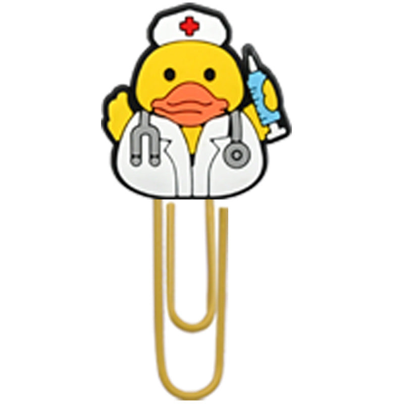 Wholesale Random 50pcs Little Yellow Duck Metal Soft Rubber Paperclip Bookmarks