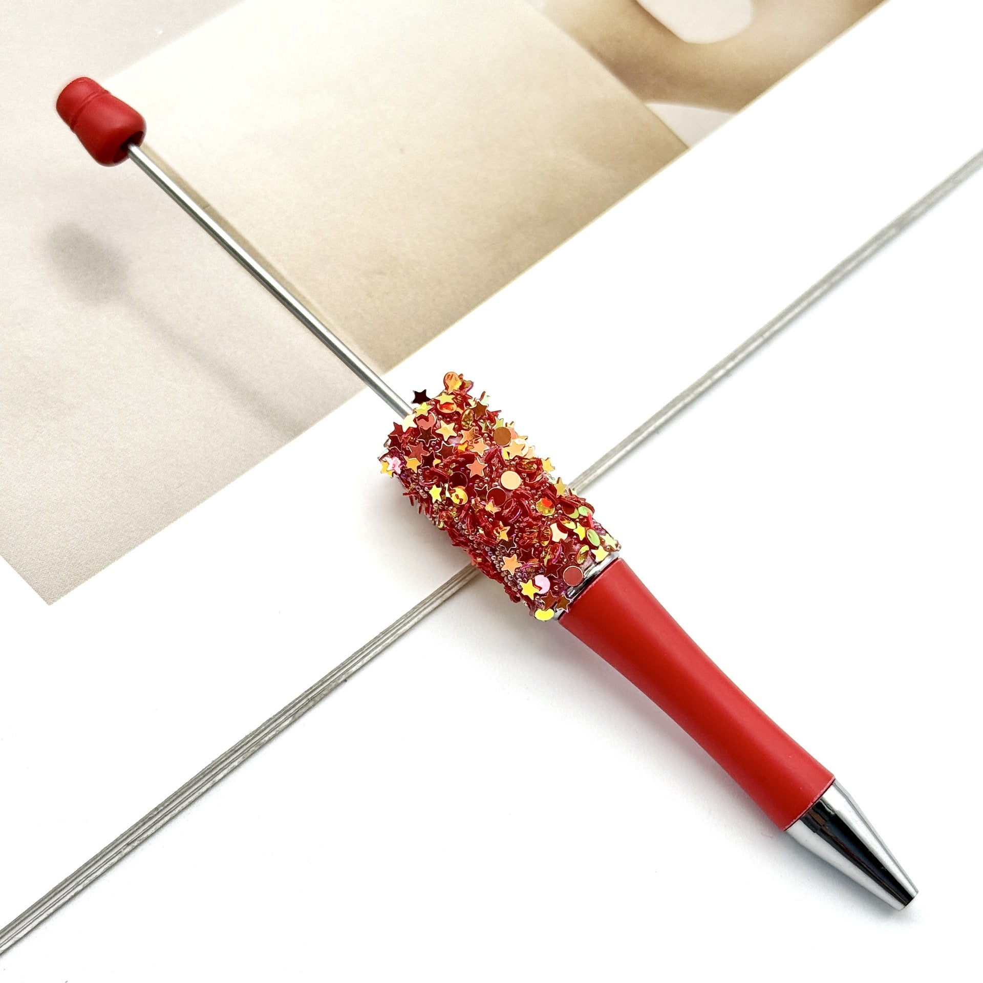 Wholesale DIY Small Star Beaded Pen Shining Sequins Star Ballpoint Pen Handmade Patch Cute Beaded Ballpoint Pen in stock