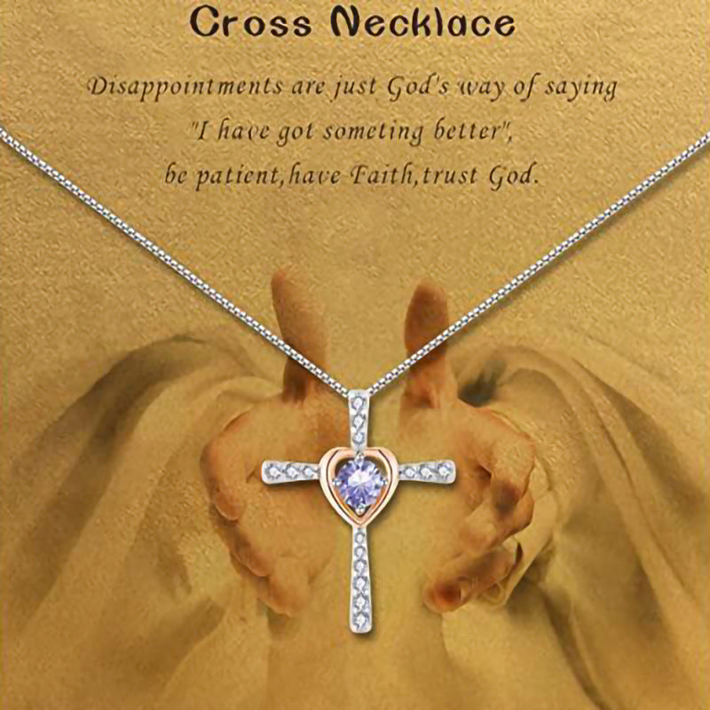 Wholesale Heart Shaped Hao Stone Cross Ladies Necklaces