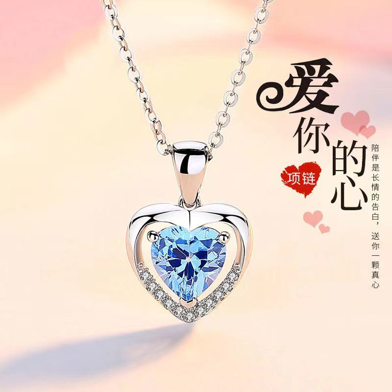 Wholesale Ocean Heart Heart Pendant Copper Necklace Valentine' s Day
