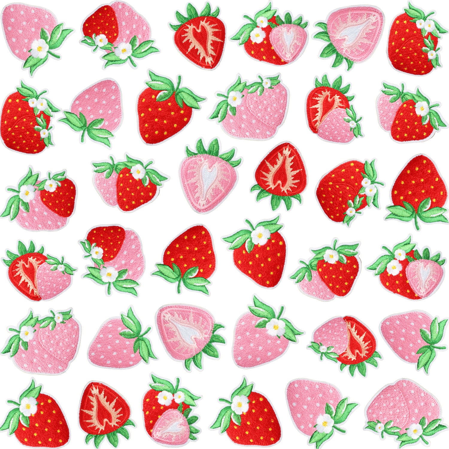 Wholesale Cream Strawberry Iron On Embroidery Patch For Kids Clothing Cute Fruit Applique Decorative Sew On DIY Craft Gift And Boutique Resale