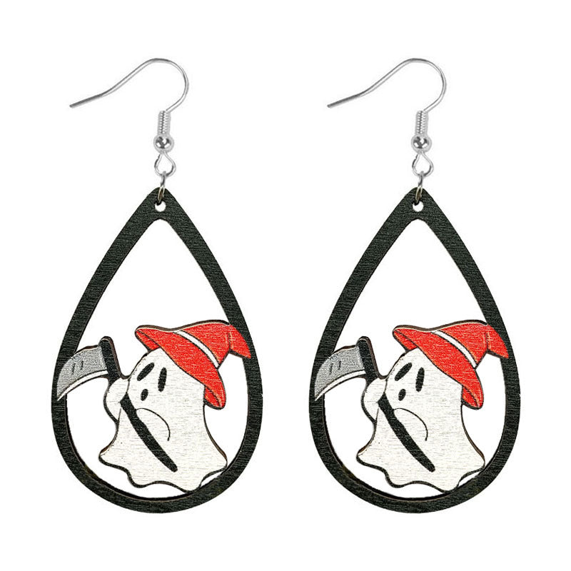 Pendientes de madera de estampado al por mayor de halloween