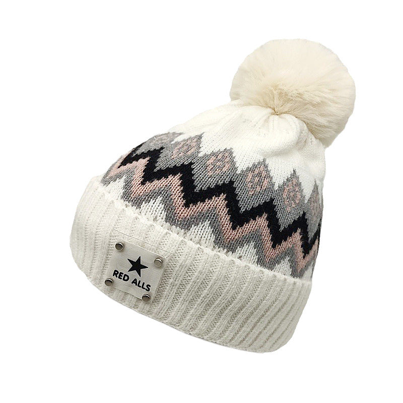 Wholesale Ear Protection Woolen Hat Thickened Plus Velvet Warm Wool Ball Knitted Hat