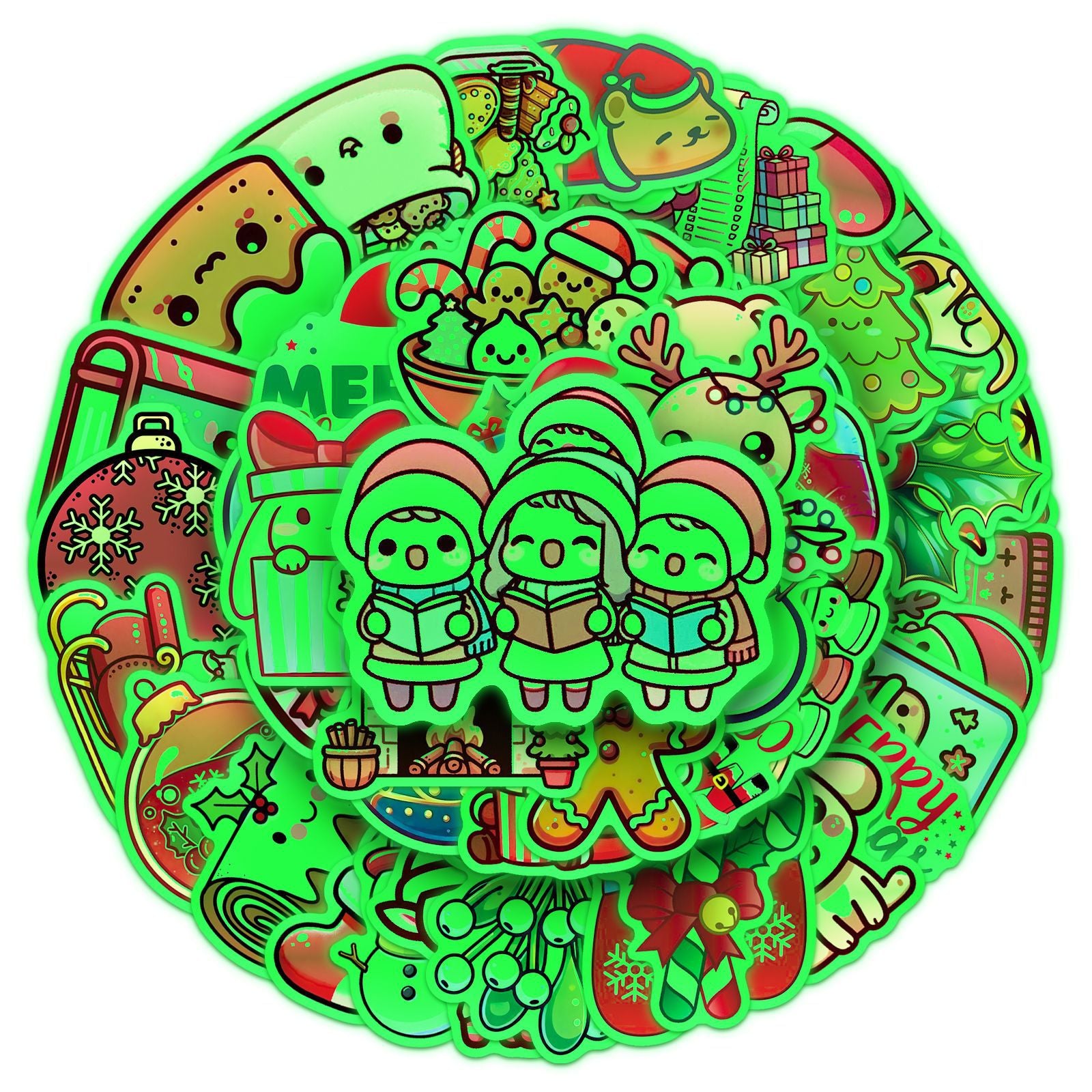 Wholesale 52 Christmas Glow-in-the-Dark Stickers