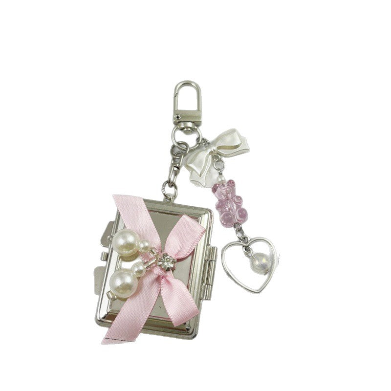 Wholesale Colorful Bow Love Mirror Metal Keychain