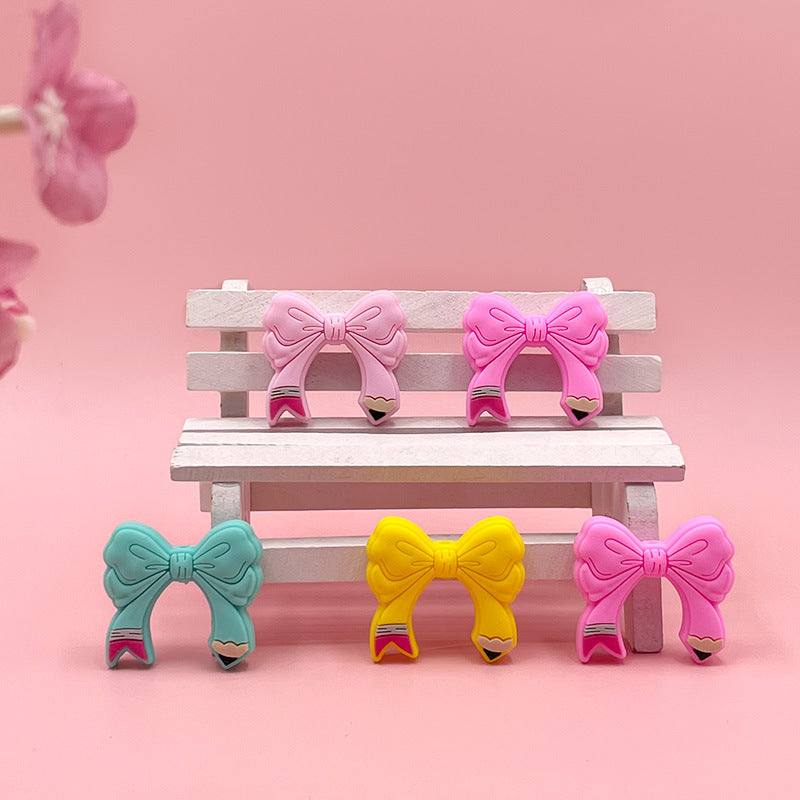 Wholesale 20pcs Focus Silicone Bow Beads