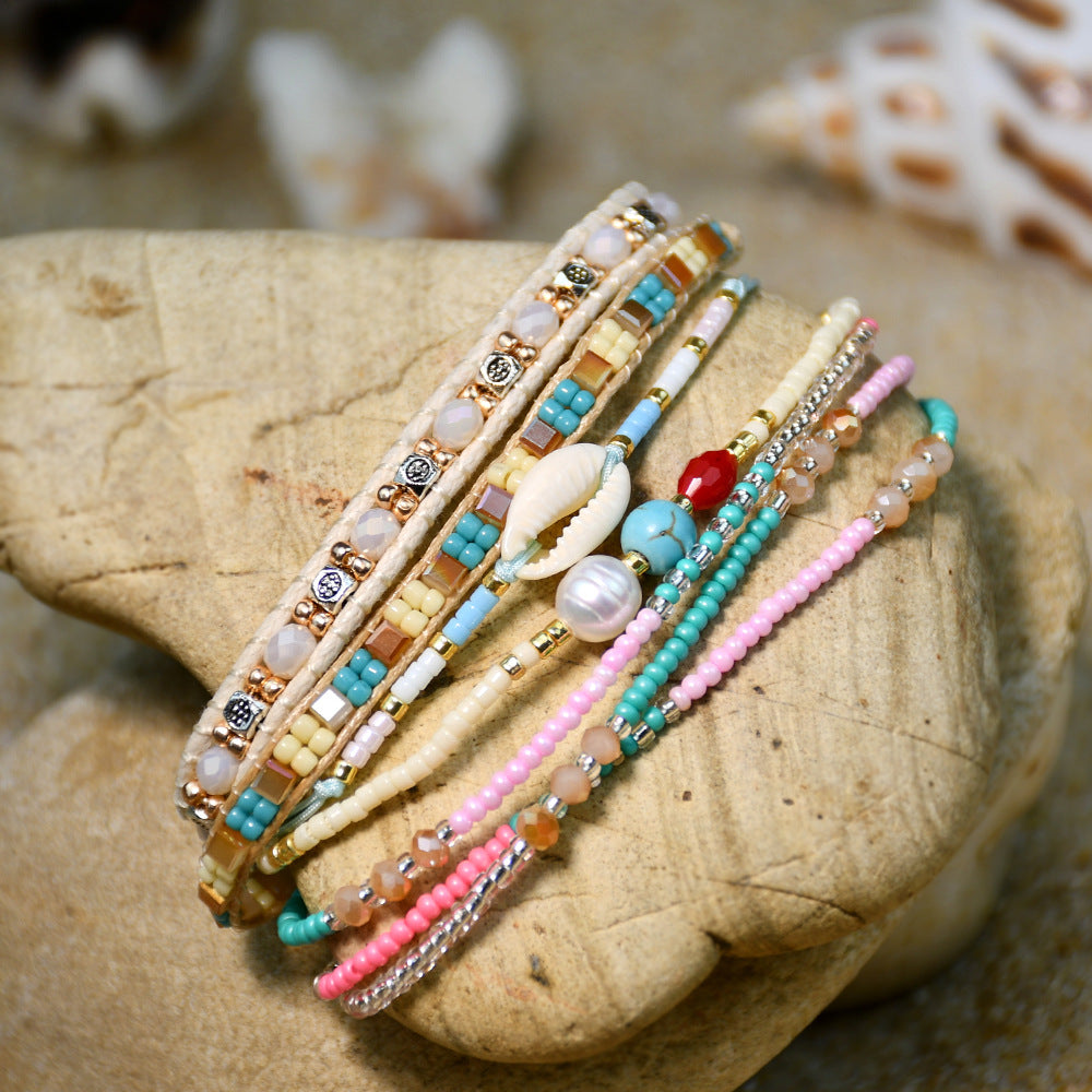 Wholesale Colorful Woven Hand Beaded Stacked Multilayer Bracelet