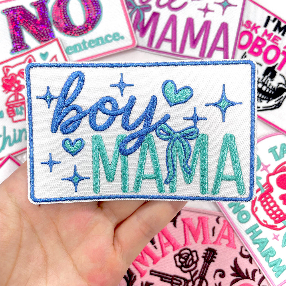 Wholesale 9 Styles Pink Letter Plaid DIY Iron On Embroidered Patches For Shoes Hats Trendy Casual Accessory