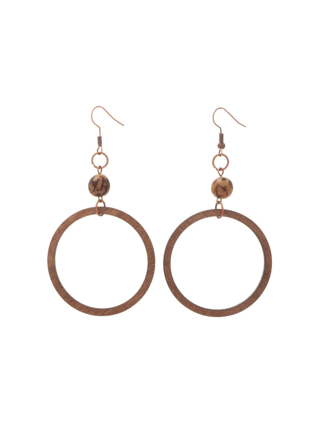 Wholesale Geometric Exaggerated Hollow Round Wooden Earrings